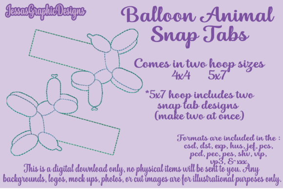 Adorable Balloon Animal Snap Tabs
