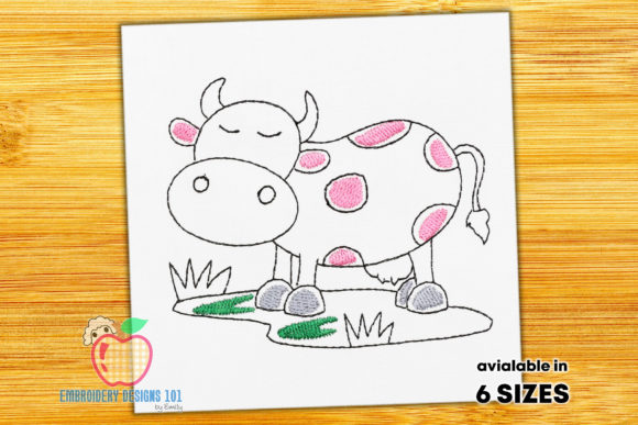 Cute Cow Embroidery Design