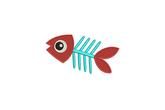 Red Cyan Fish Skull